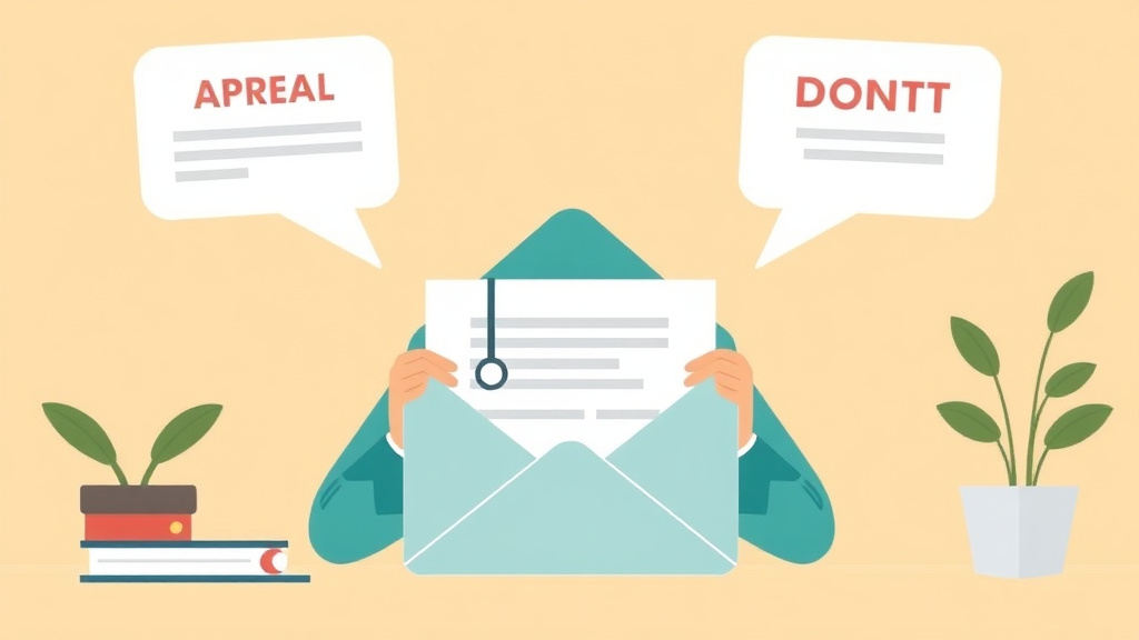 Visual overview of appeal Letter Dos and Don'ts with key concepts highlighted
