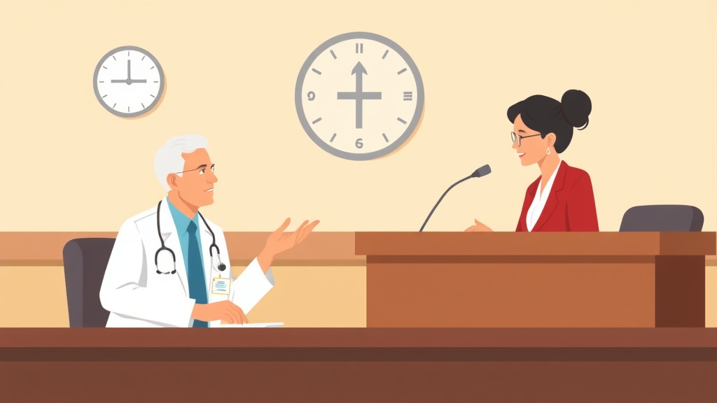 A professional illustration depicting medicare ALJ Hearing: Third Level Appeal
