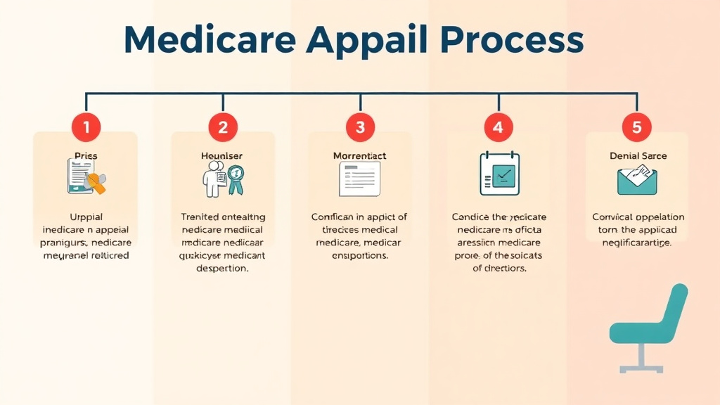 Visual overview of medicare Appeal Process: All 5 Levels Explained with key concepts highlighted