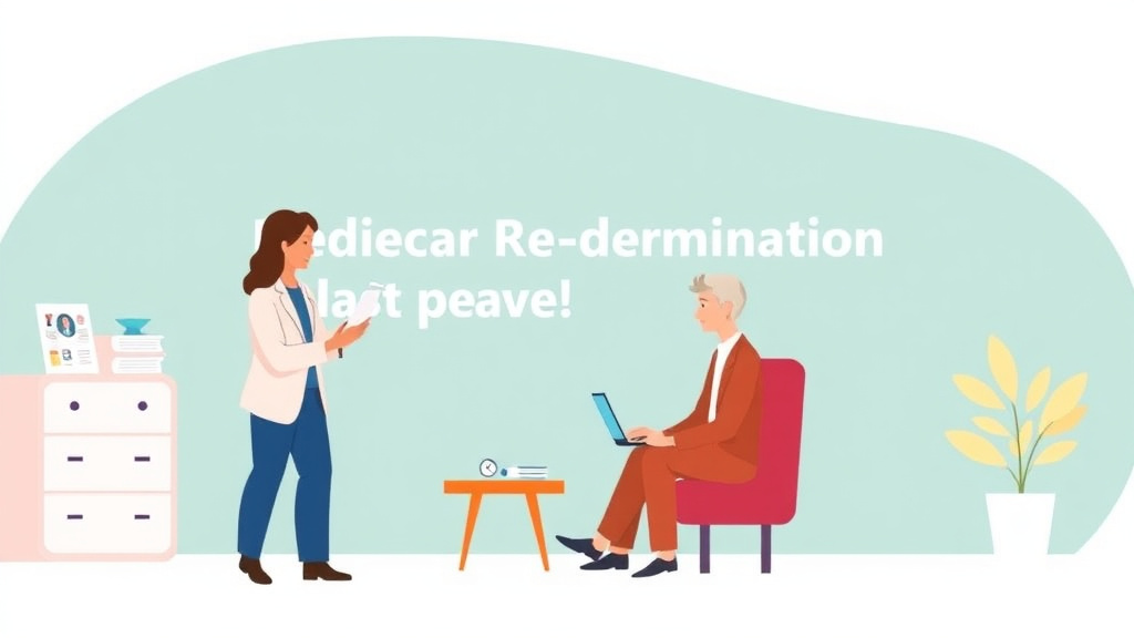 Clear illustration of medicare Redetermination: First Level Appeal with supporting details