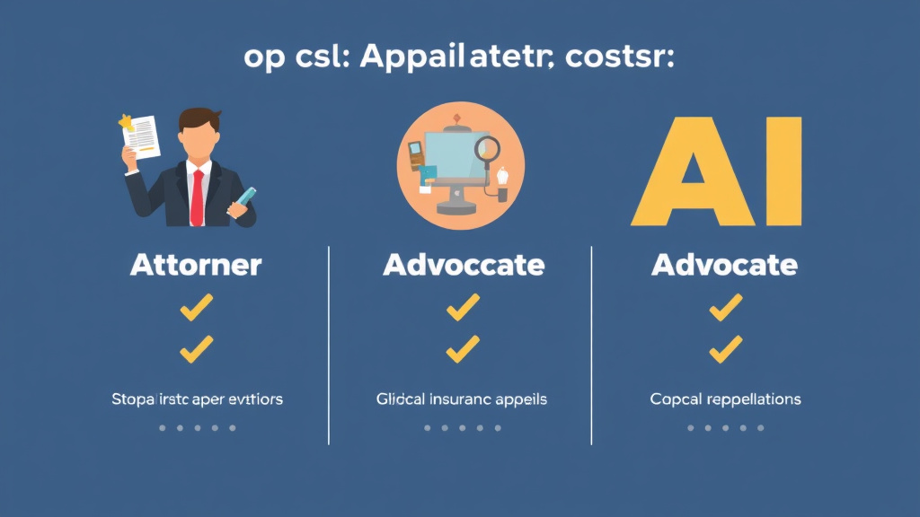 Conceptual diagram showing how cost Comparison of Appeal Options: Attorney vs. Advocate vs. AI works in practice