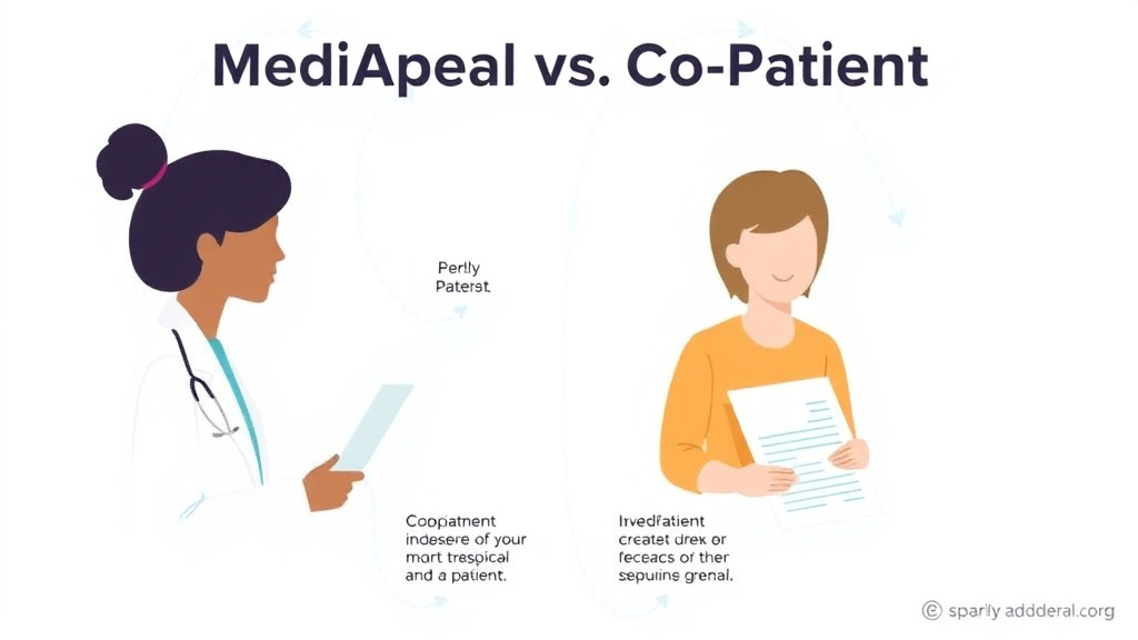 Action-oriented illustration showing how to apply mediAppeal vs. CoPatient