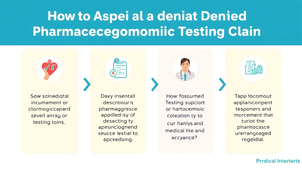 Process flow illustration for putting appeal a Denied Pharmacogenomic Testing Claim into action