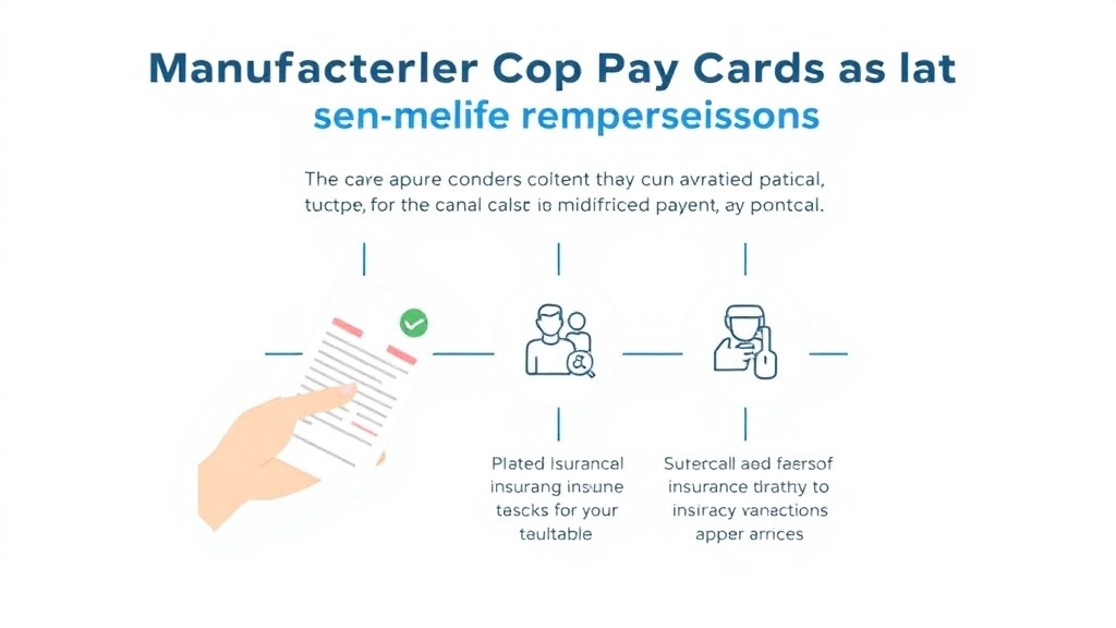Action-oriented illustration showing how to apply manufacturer Copay Cards and Patient Assistance