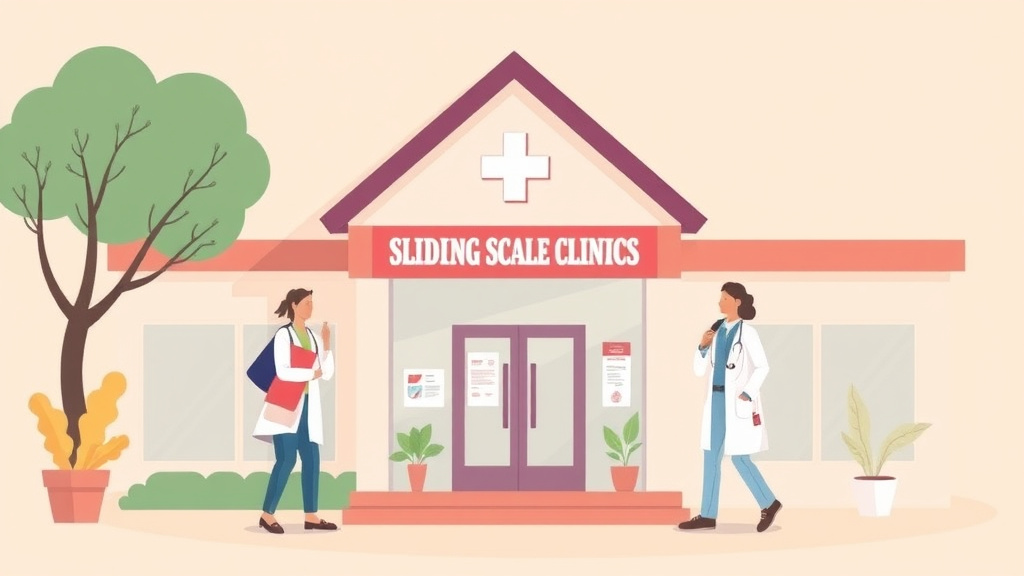 Illustration breaking down the fundamentals of sliding Scale Clinics and Community Health Centers