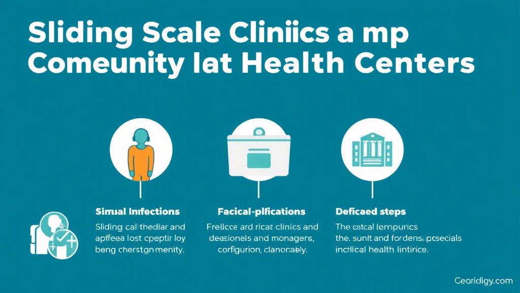 Action-oriented illustration showing how to apply sliding Scale Clinics and Community Health Centers