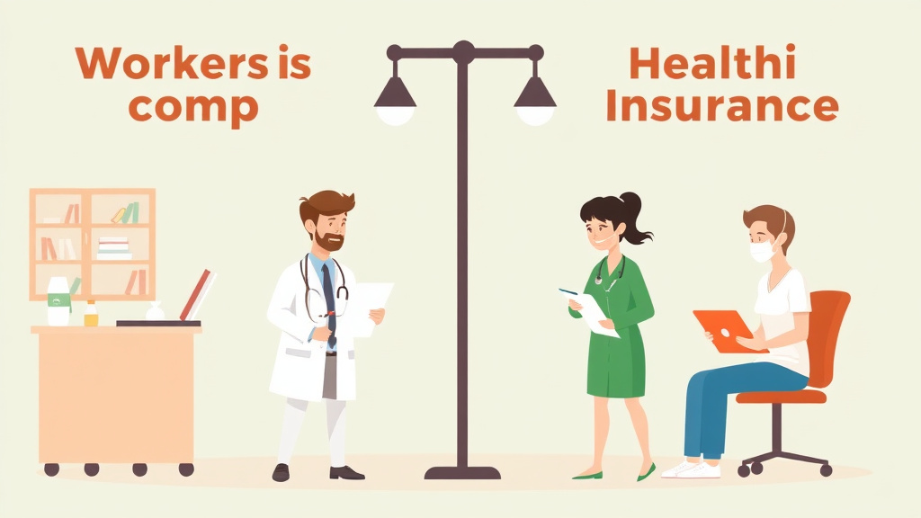 A professional illustration depicting workers' Comp vs. Health Insurance for Medical Bills