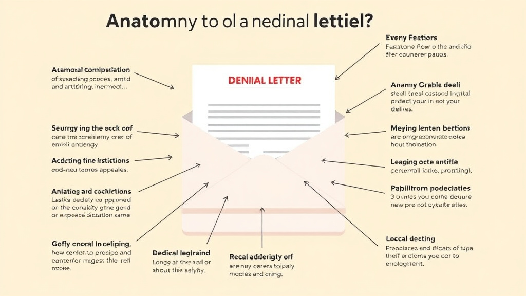 Visual overview of anatomy of a Denial Letter: Every Section Explained with key concepts highlighted