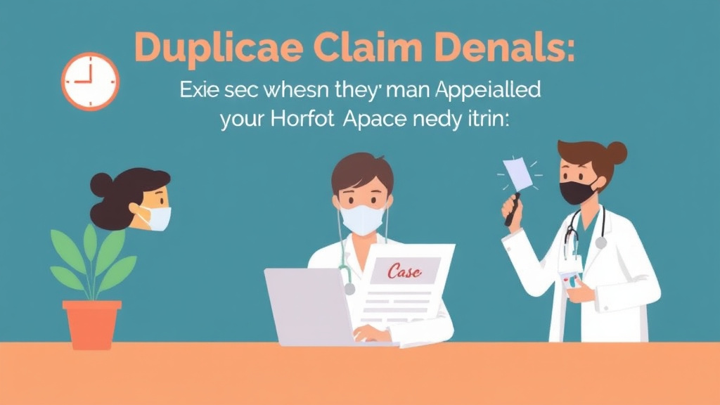 A professional illustration depicting duplicate Claim Denials Explained: What They Mean and What to Do