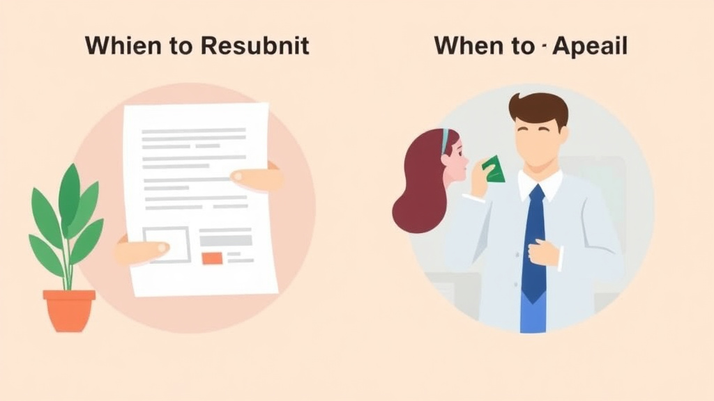 Conceptual diagram showing how when to Resubmit a Claim vs. When to Appeal works in practice