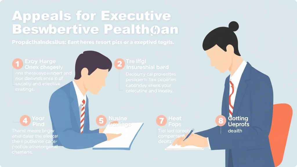 Action-oriented illustration showing how to apply appeals for Executive Health Plan Denials