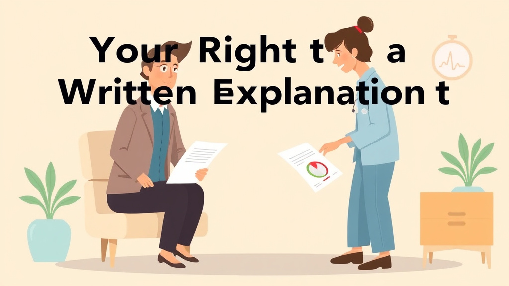 A professional illustration depicting your Right to a Written Explanation of Denial