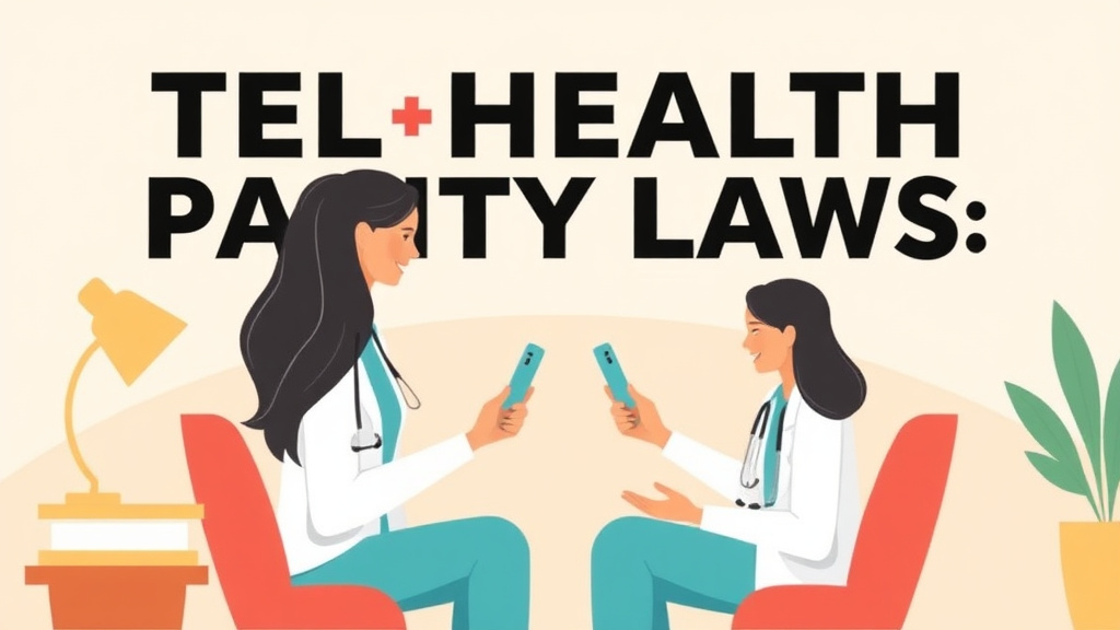 A professional illustration depicting telehealth Parity Laws by State