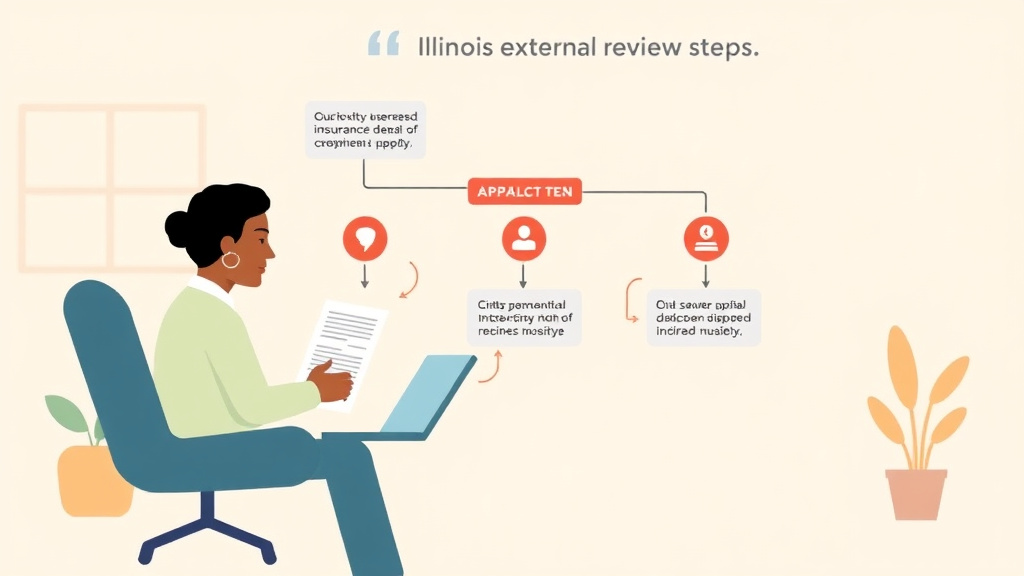 Educational graphic covering the essentials of illinois External Review Process for Insurance Denials