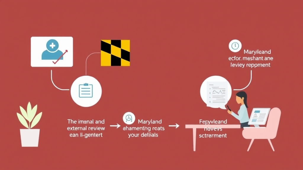 A professional illustration depicting maryland External Review Process for Insurance Denials