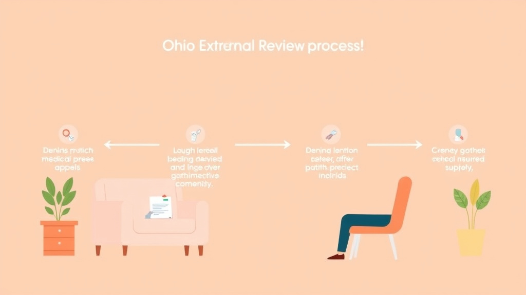 A professional illustration depicting ohio External Review Process for Insurance Denials